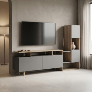 Комплект хол Defry цвят сонома-антрацит, 177.5x31.5x110см