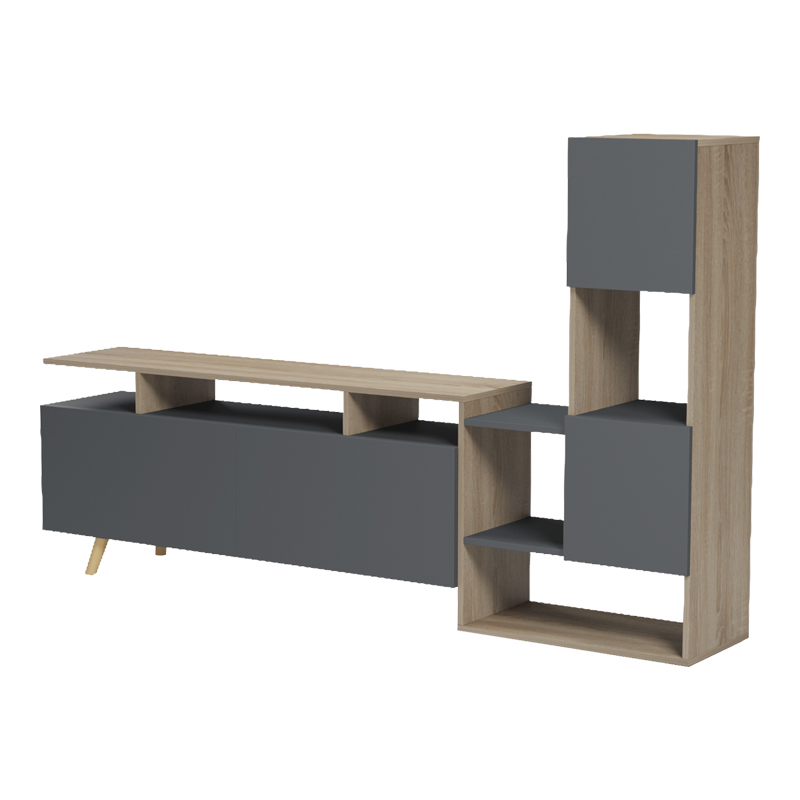 Комплект хол Defry цвят сонома-антрацит, 177.5x31.5x110см - Image 5