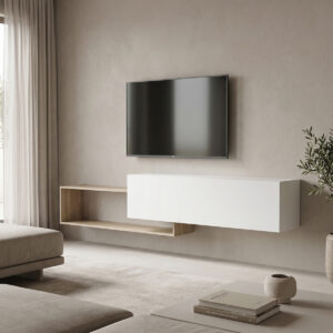 Стенен ТВ шкаф Olande sonoma-white 210x35x48см