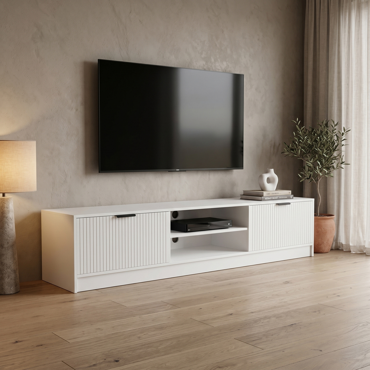Шкаф за телевизор Lemardo бял 180x40x40см