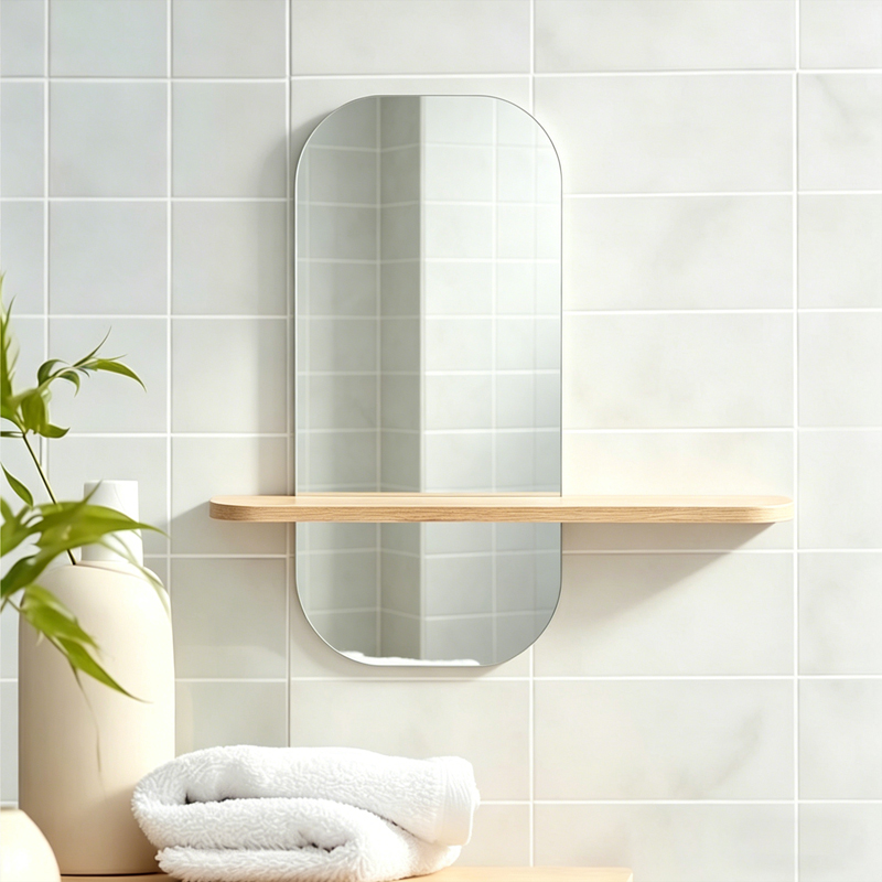 Огледало Lunaria от MDF в естествен нюанс 60x11.5x60см - Image 2
