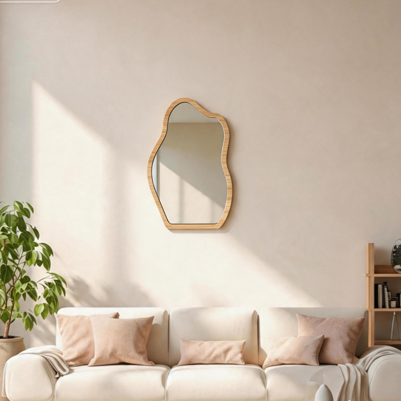 Огледало Evanthia от MDF в естествен нюанс 36x1.2x56 см - Image 2