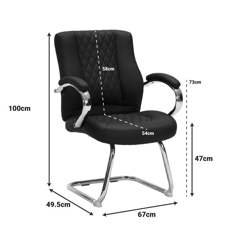 Посетителски стол Thiodore черен PU 67x49.5x100см - Image 5