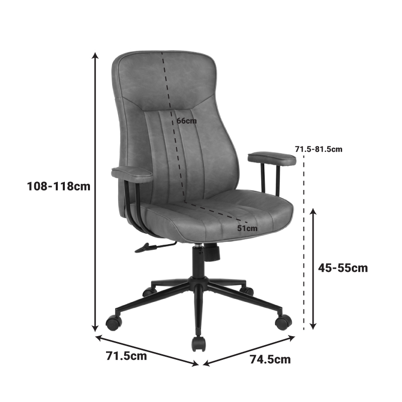 Филарети директорски офис стол кафяв PU 74x71.5x108-118см - Image 9