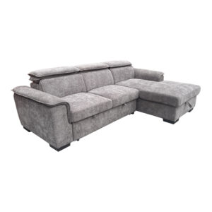 Ъглов разтегателен диван Lemance ляв ъгъл със сив плат 251x168x82см