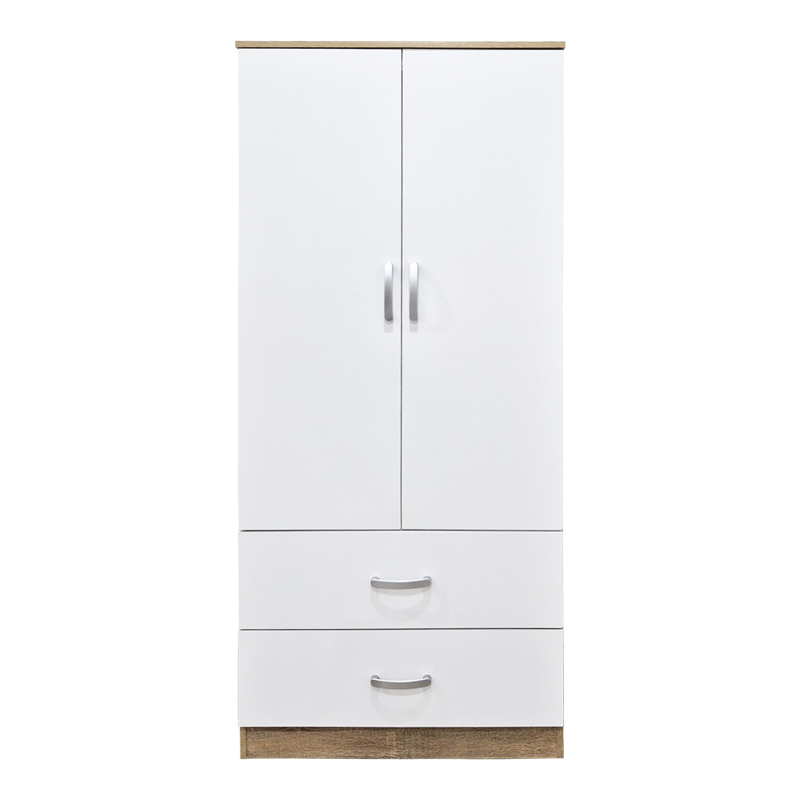 Двукрилен гардероб с 2 чекмеджета Alvia бял със сонома 80x51.5x180см - Image 5
