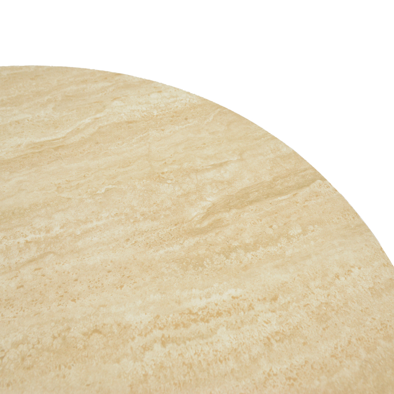 Маса Franzel от синтерован камък с имитация на травертин - орехов MDF Φ120x75см - Image 4