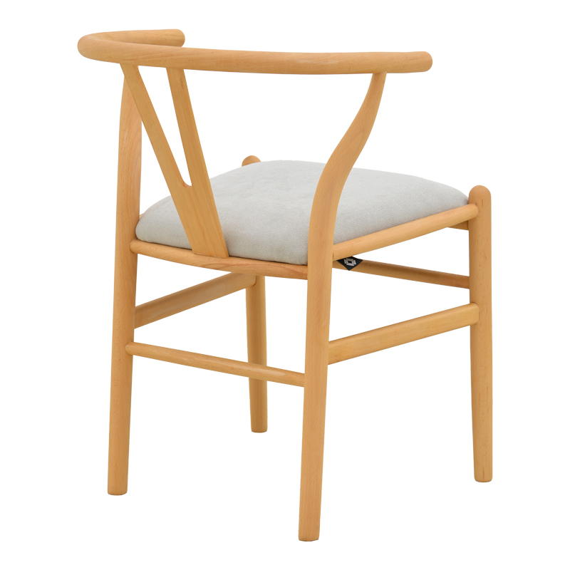 Стол Wishbone каучуково дърво-плат, в естествено сив нюанс, 51x58x73см - Image 3