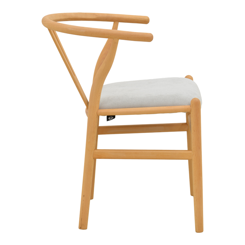 Стол Wishbone каучуково дърво-плат, в естествено сив нюанс, 51x58x73см - Image 4