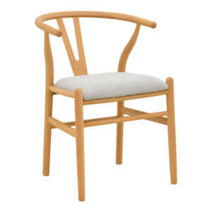 Стол Wishbone каучуково дърво-плат, в естествено сив нюанс, 51x58x73см