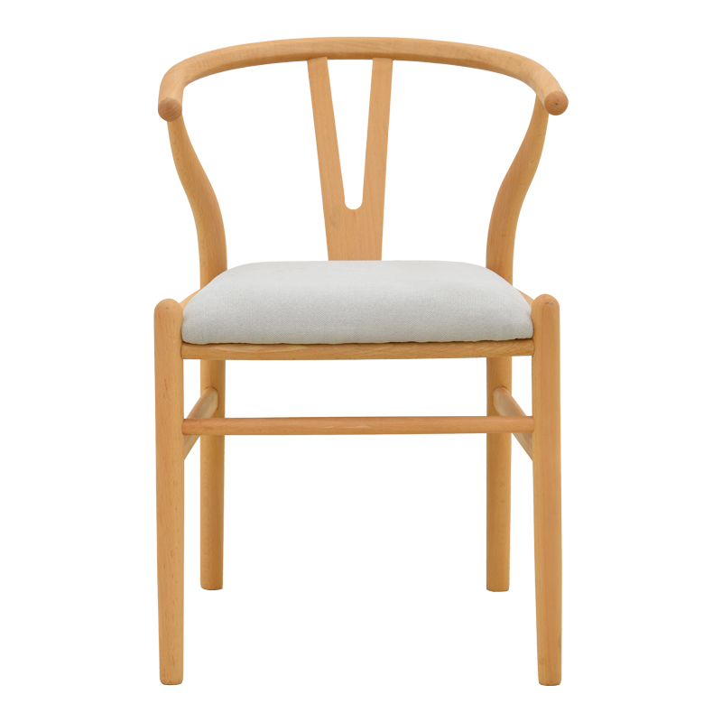 Стол Wishbone каучуково дърво-плат, в естествено сив нюанс, 51x58x73см - Image 5