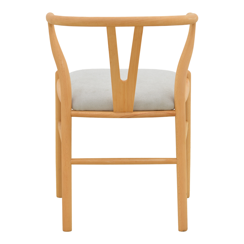 Стол Wishbone каучуково дърво-плат, в естествено сив нюанс, 51x58x73см - Image 6