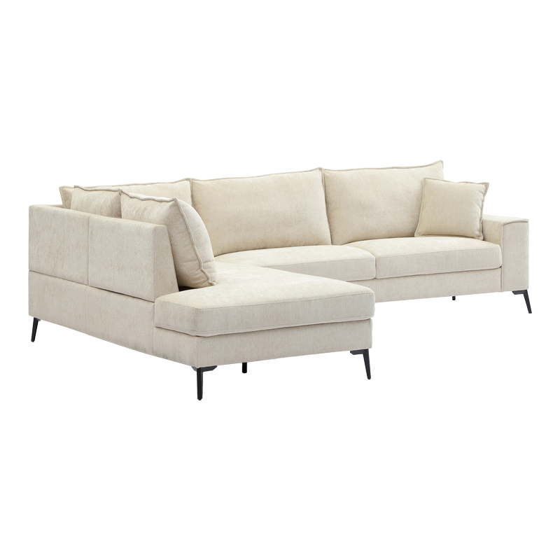 Ъглов диван Zenqua десен ъгъл бежов плат 291x233x90см - Image 5
