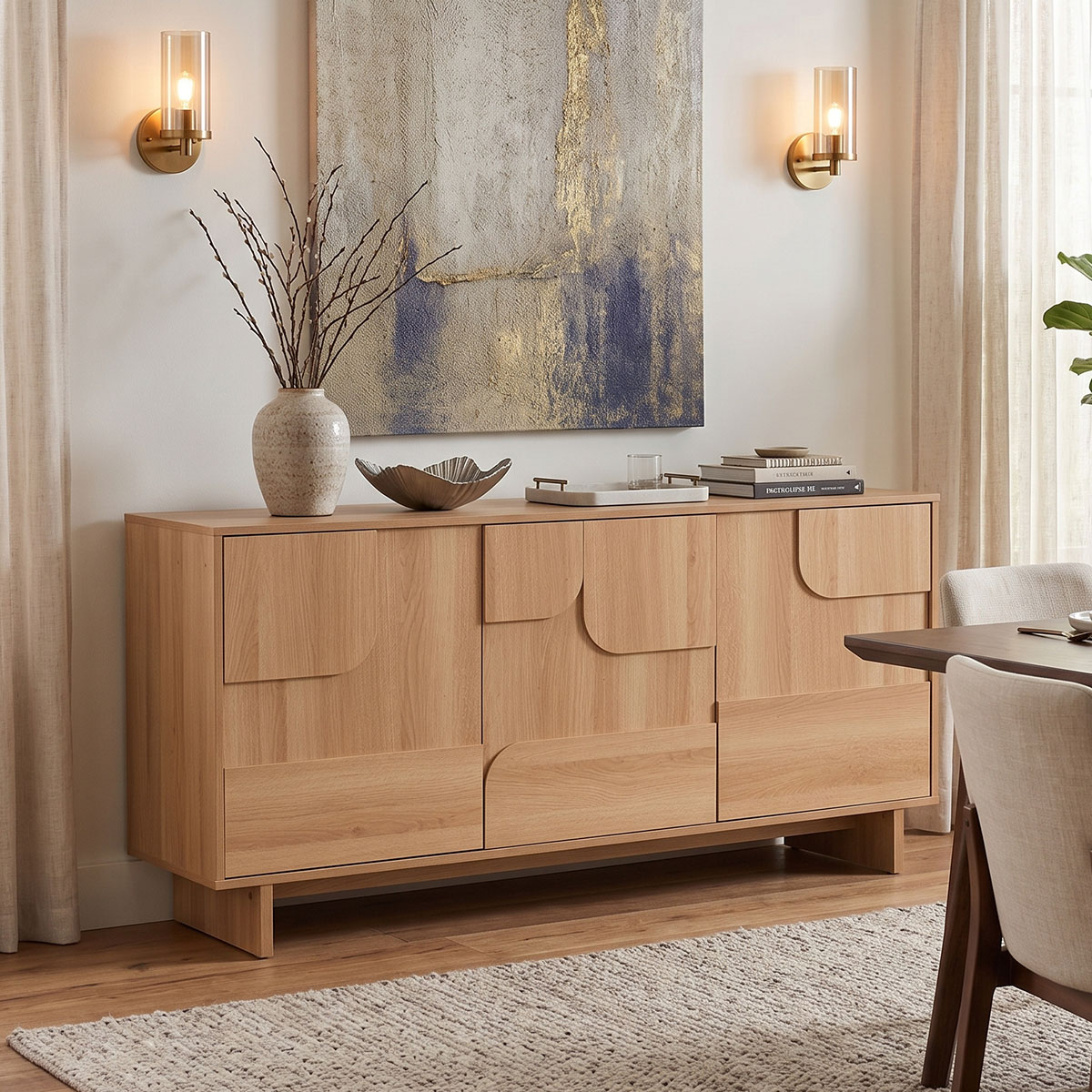 Бюфет Jenfia MDF в естествен цвят 150x39x75.5 см