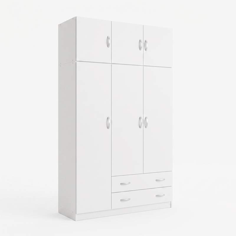 Трикрилен гардероб с таванско помещение Alvia бял 150x51x240см - Image 3