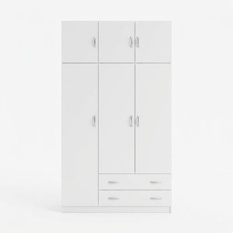Трикрилен гардероб с таванско помещение Alvia бял 150x51x240см - Image 4