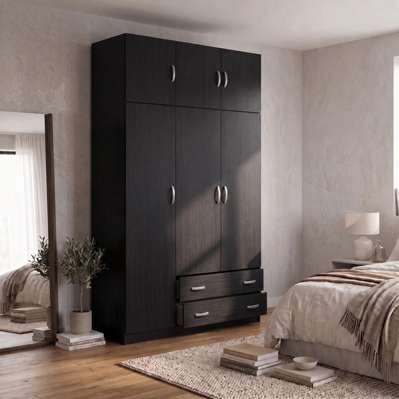 Трикрилен гардероб с таванско помещение Alvia венге 150x51x240см - Image 2