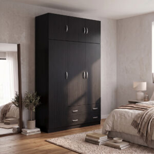 Трикрилен гардероб с таванско помещение Alvia венге 150x51x240см