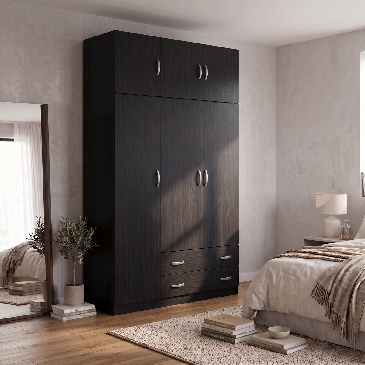 Трикрилен гардероб с таванско помещение Alvia венге 150x51x240см