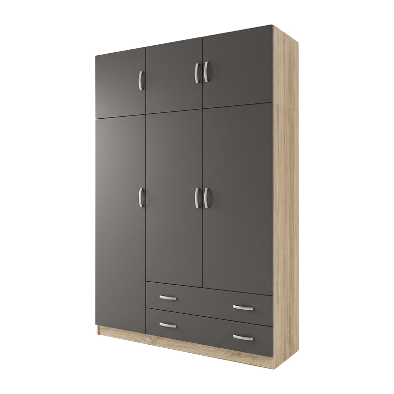 Трикрилен гардероб с лофт Alvia sonoma с антрацит 150x51x240см - Image 3