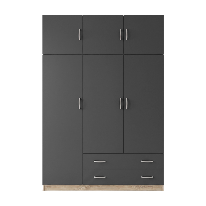 Трикрилен гардероб с лофт Alvia sonoma с антрацит 150x51x240см - Image 4