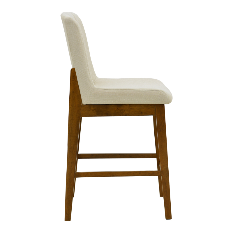 Бар стол Dalby орехово каучуково дърво и екрю плат 50x45x102.5 см - Image 3