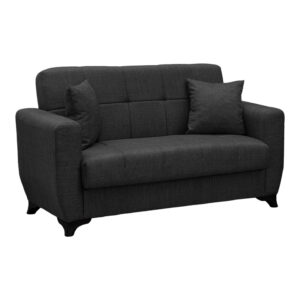 Двуместен разтегателен диван Modesto с място за съхранение, сив плат, 155x84x83см