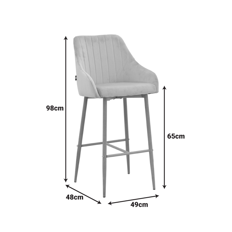 Бар стол Patrin кадифено бежово-метален в естествен нюанс 49x48x98см - Image 8