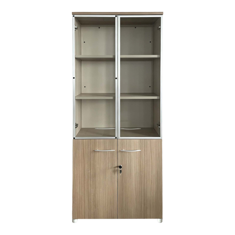 Офис шкаф със стъклени врати Lictra в дъбово-бежов нюанс 80x40x200см - Image 2