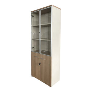 Офис шкаф със стъклени врати Lictra в дъбово-бежов нюанс 80x40x200см