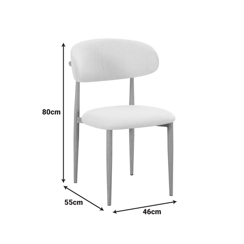 Стол Folegio цвят слонова кост, плат с метален крак в естествен цвят 46x55x80см - Image 5