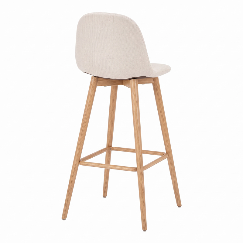 Бар стол Bella кремав плат с метален крак в естествен цвят 41.5x49x108см - Image 2