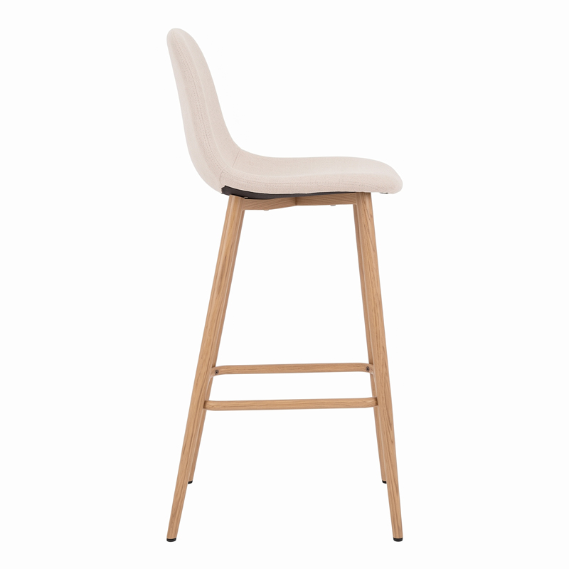 Бар стол Bella кремав плат с метален крак в естествен цвят 41.5x49x108см - Image 3